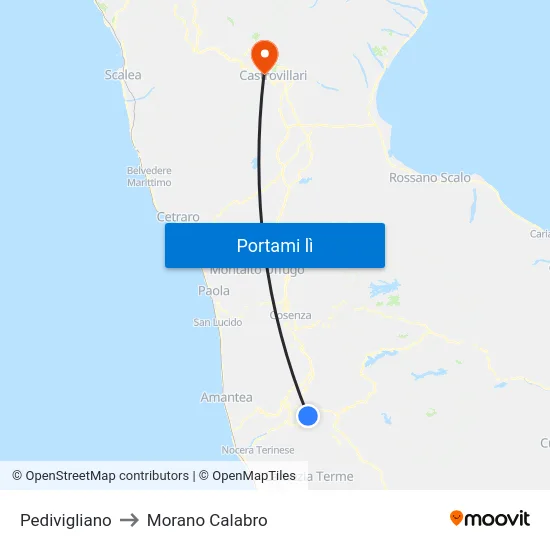 Pedivigliano to Morano Calabro map