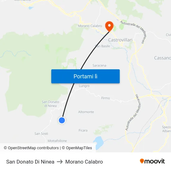 San Donato Di Ninea to Morano Calabro map
