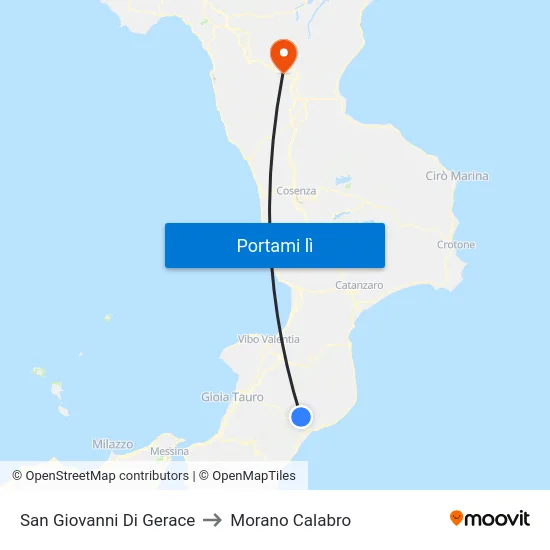 San Giovanni Di Gerace to Morano Calabro map