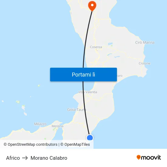 Africo to Morano Calabro map