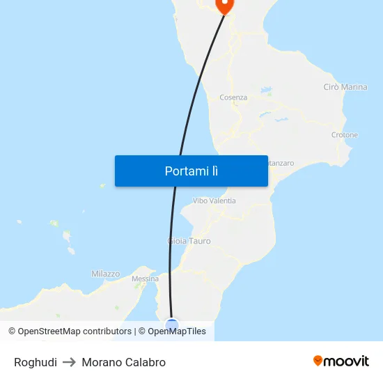 Roghudi to Morano Calabro map