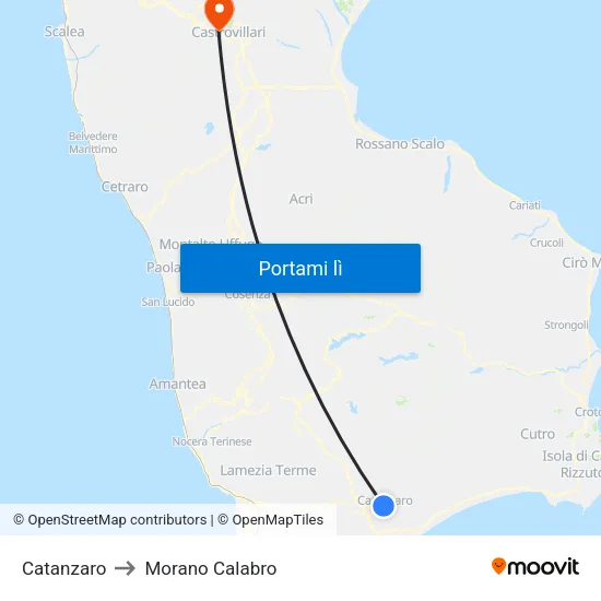 Catanzaro to Morano Calabro map