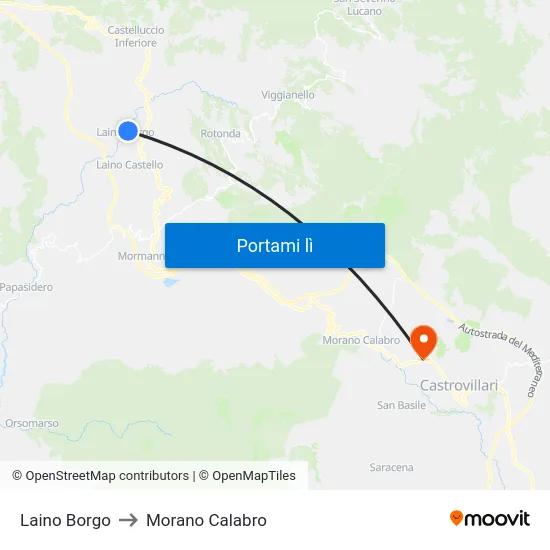 Laino Borgo to Morano Calabro map