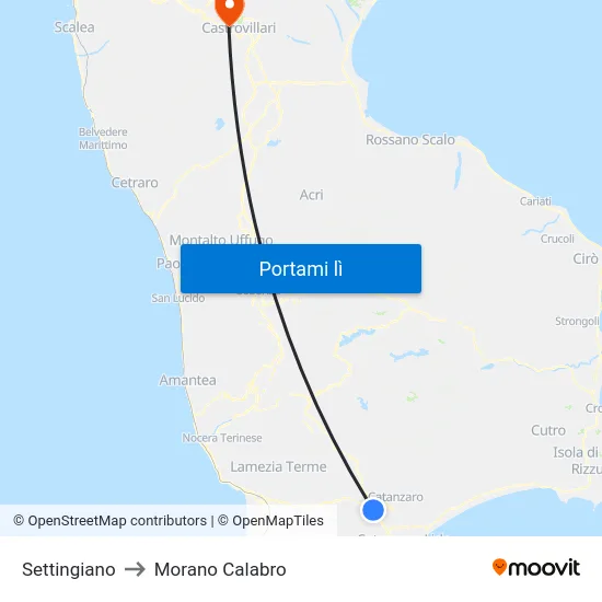 Settingiano to Morano Calabro map