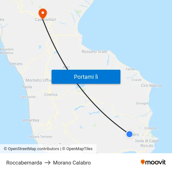 Roccabernarda to Morano Calabro map