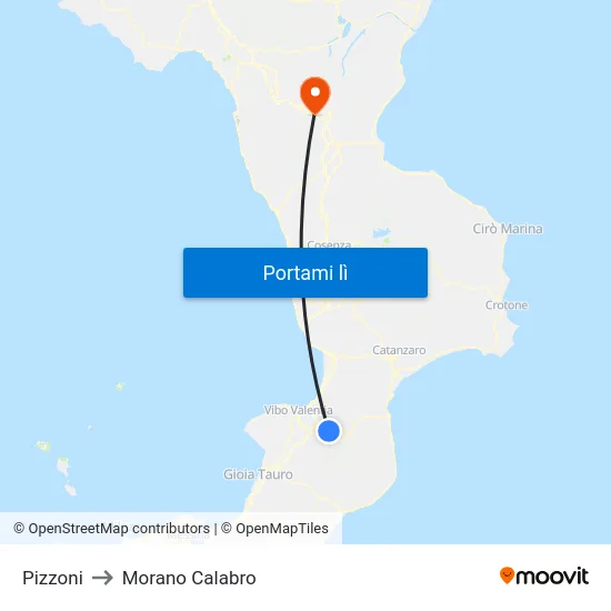 Pizzoni to Morano Calabro map