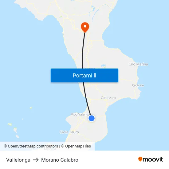 Vallelonga to Morano Calabro map