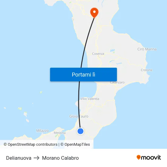 Delianuova to Morano Calabro map