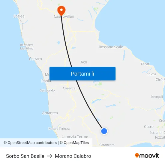 Sorbo San Basile to Morano Calabro map