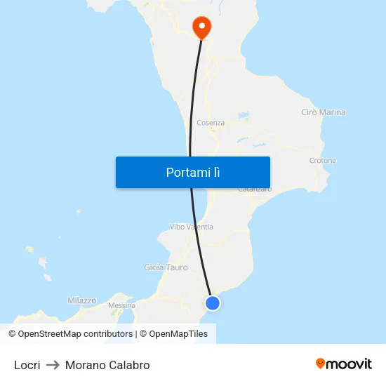 Locri to Morano Calabro map