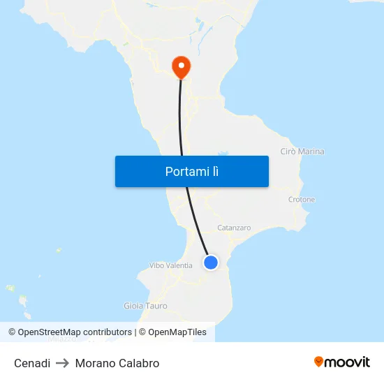 Cenadi to Morano Calabro map