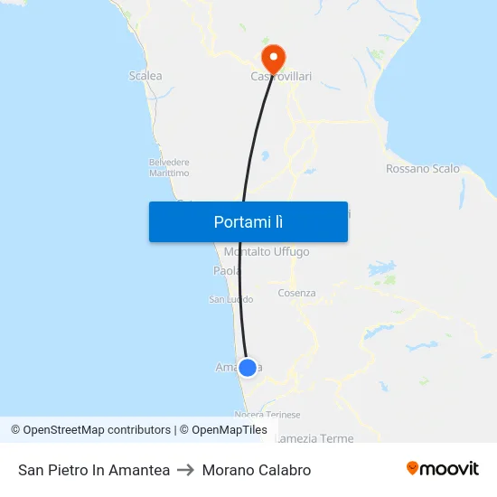 San Pietro In Amantea to Morano Calabro map