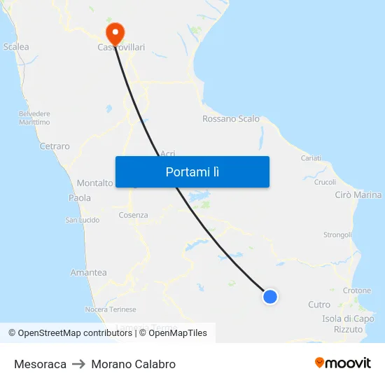 Mesoraca to Morano Calabro map