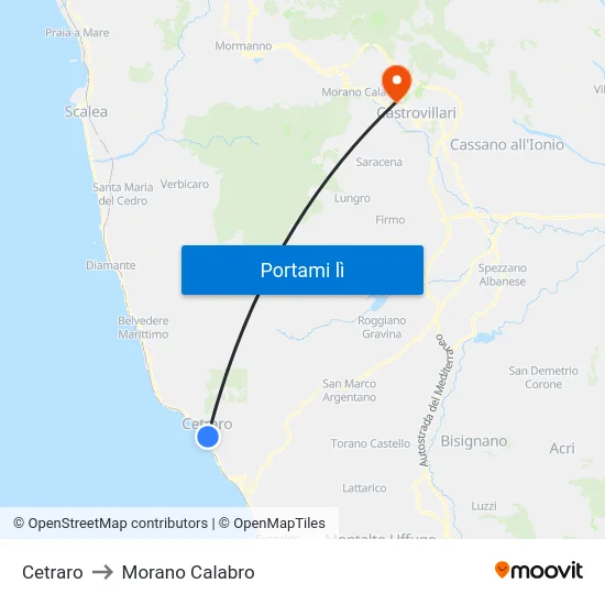 Cetraro to Morano Calabro map