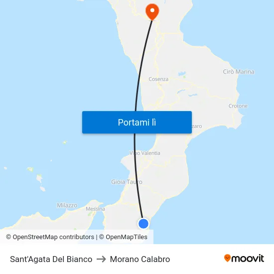 Sant'Agata Del Bianco to Morano Calabro map
