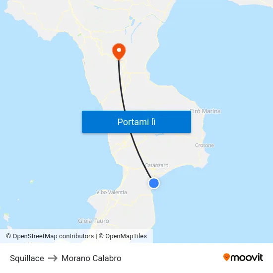 Squillace to Morano Calabro map