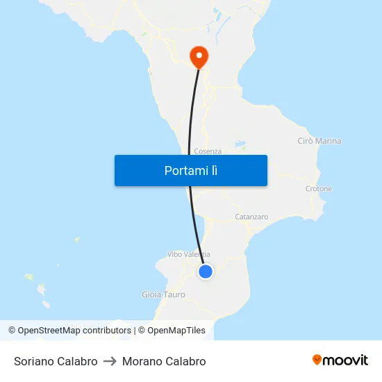 Soriano Calabro to Morano Calabro map