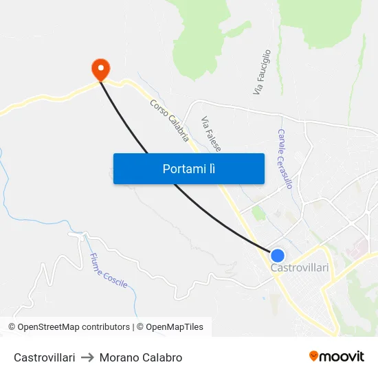 Castrovillari to Morano Calabro map