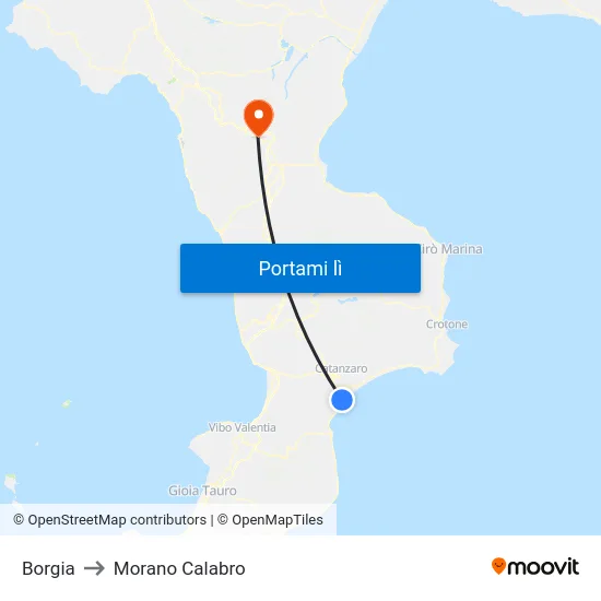 Borgia to Morano Calabro map