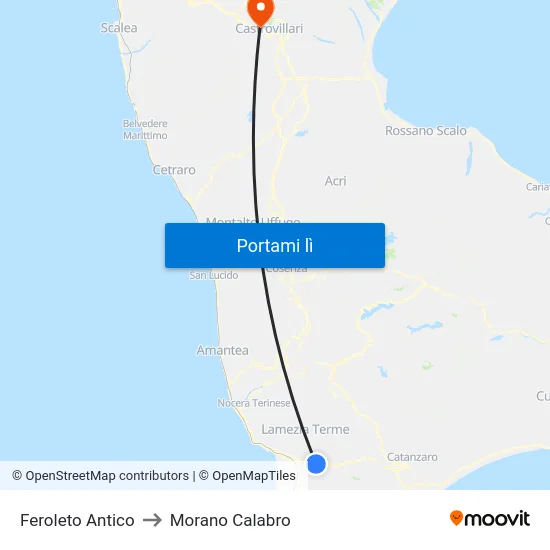 Feroleto Antico to Morano Calabro map