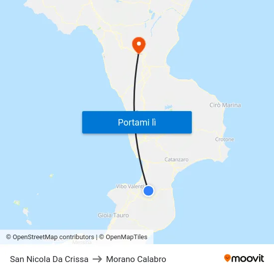 San Nicola Da Crissa to Morano Calabro map