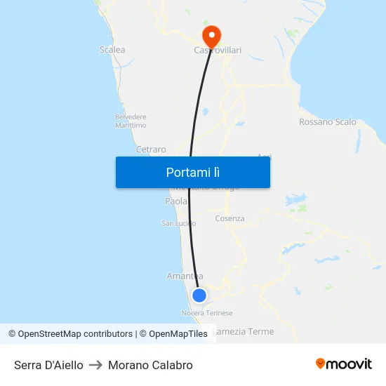 Serra D'Aiello to Morano Calabro map