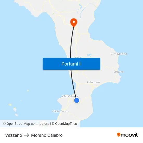 Vazzano to Morano Calabro map