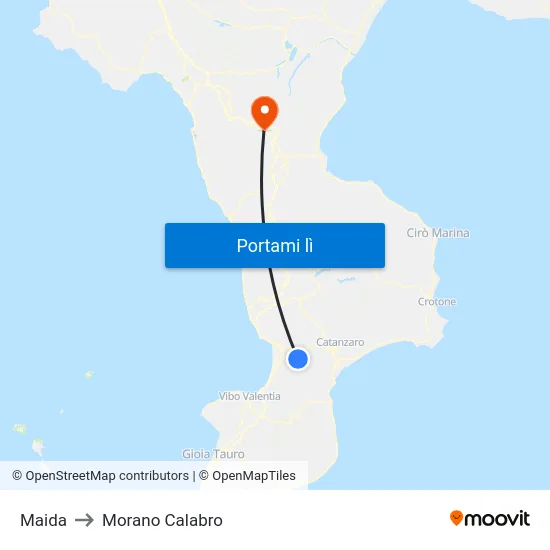 Maida to Morano Calabro map