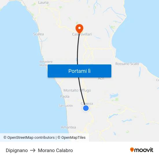 Dipignano to Morano Calabro map