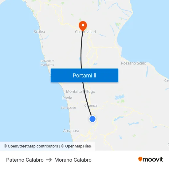 Paterno Calabro to Morano Calabro map