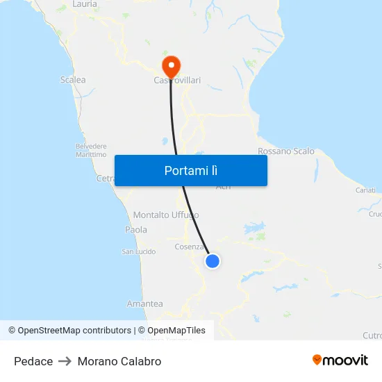 Pedace to Morano Calabro map