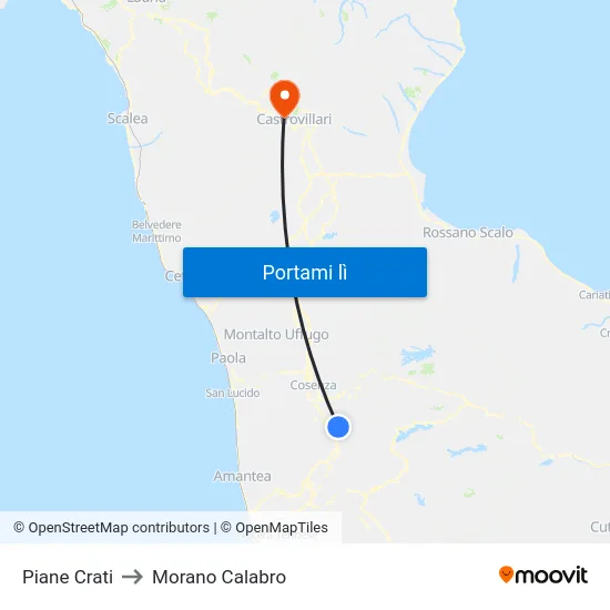 Piane Crati to Morano Calabro map