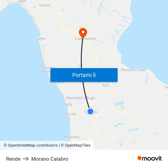 Rende to Morano Calabro map