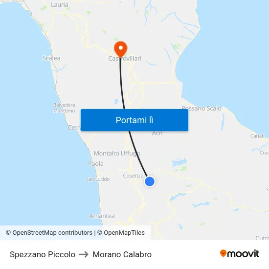 Spezzano Piccolo to Morano Calabro map