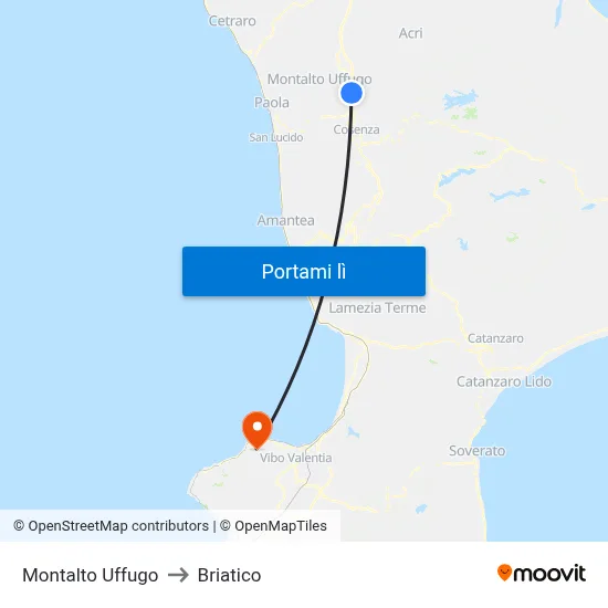 Montalto Uffugo to Briatico map