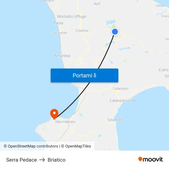 Serra Pedace to Briatico map