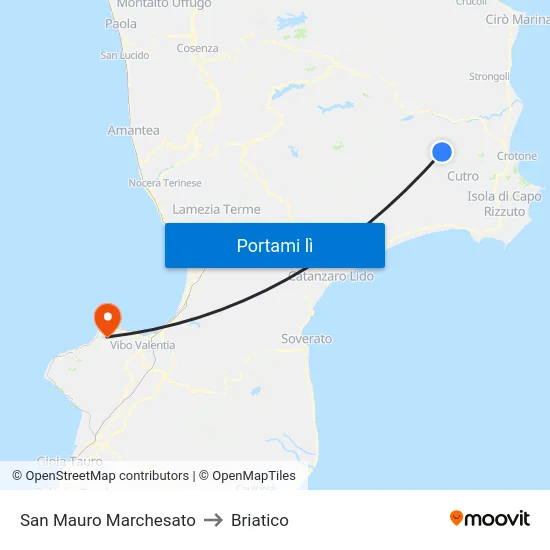 San Mauro Marchesato to Briatico map