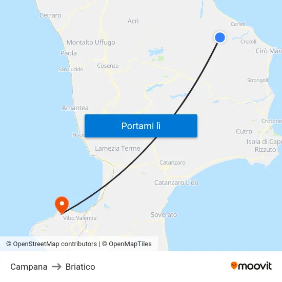 Campana to Briatico map