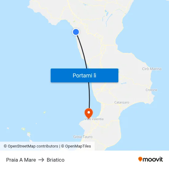 Praia A Mare to Briatico map