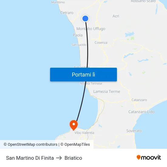San Martino Di Finita to Briatico map
