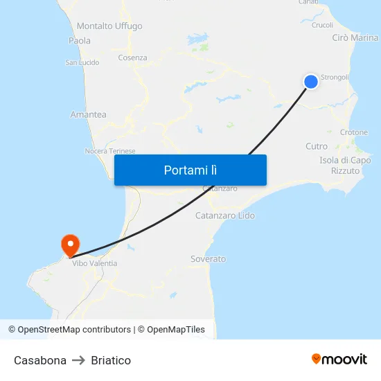 Casabona to Briatico map