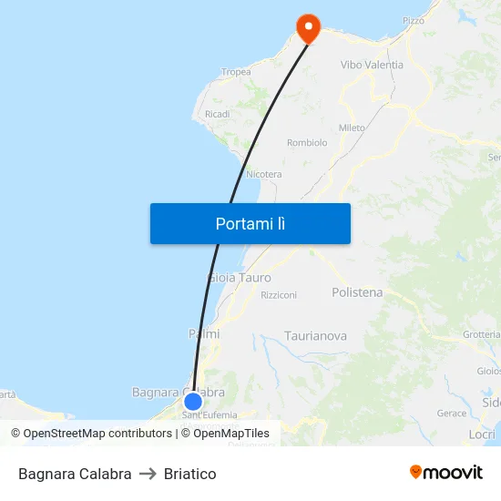 Bagnara Calabra to Briatico map