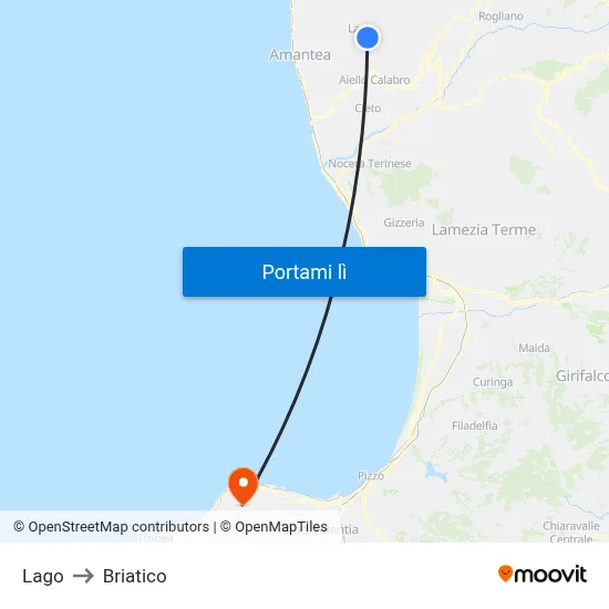 Lago to Briatico map