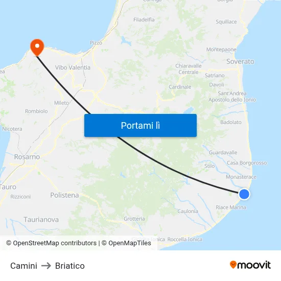 Camini to Briatico map