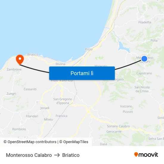 Monterosso Calabro to Briatico map