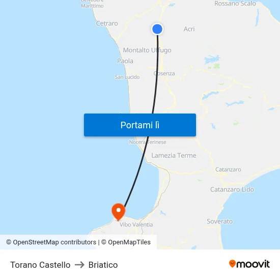 Torano Castello to Briatico map