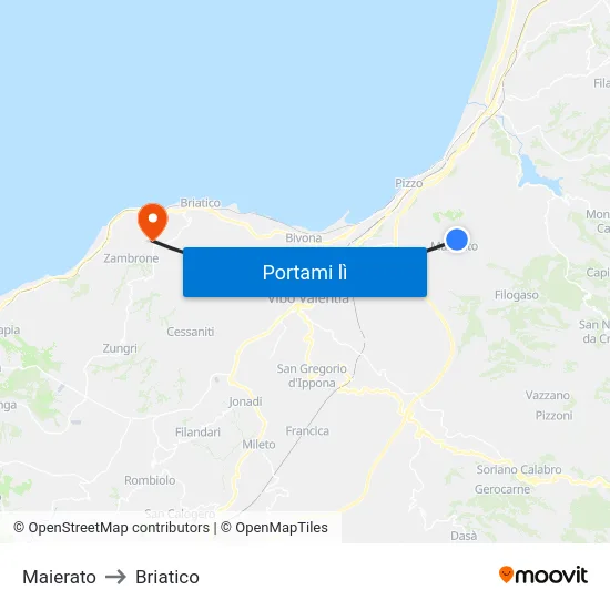 Maierato to Briatico map