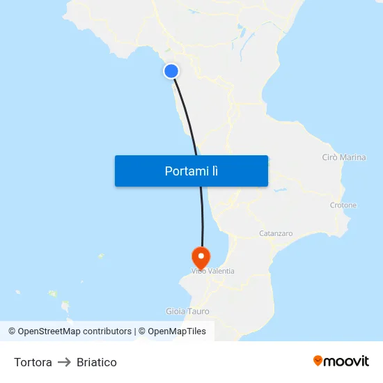 Tortora to Briatico map