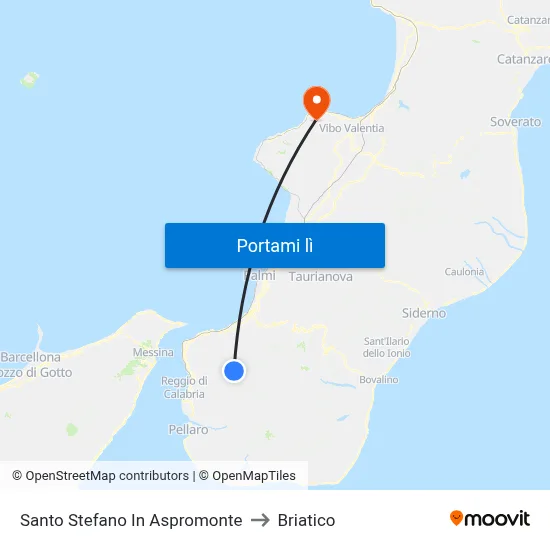 Santo Stefano In Aspromonte to Briatico map
