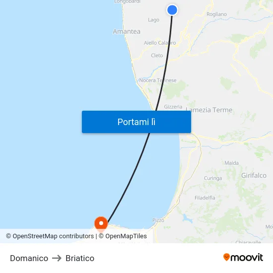 Domanico to Briatico map